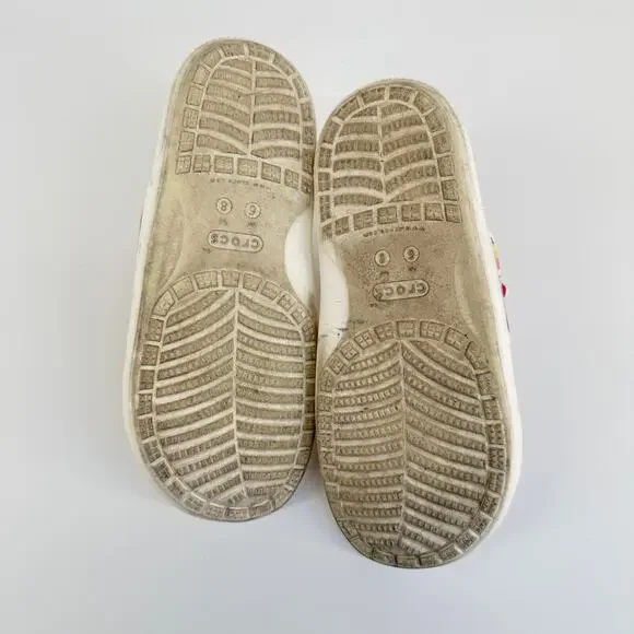 Crocs Unisex Slide Sandals Size M6 W8 White Multicolor Comfort Open Toe Poolcore - Picture 4 of 9